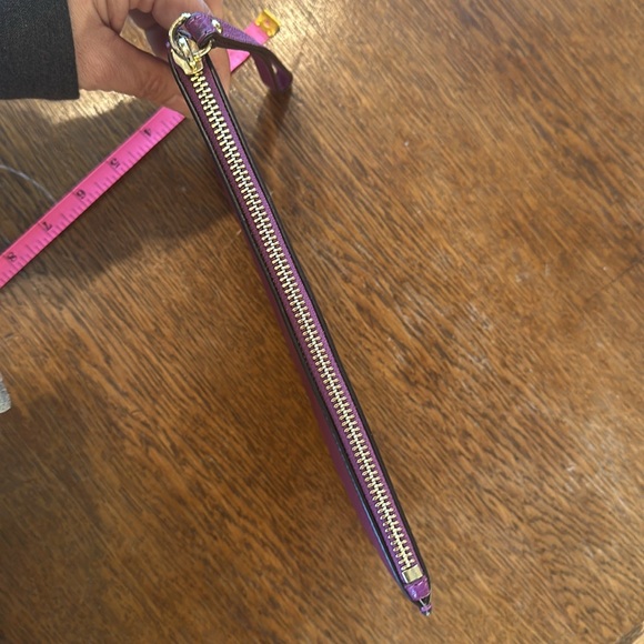 Michael Kors purple wristlet with gold zipper/ accents - Picture 5 of 7